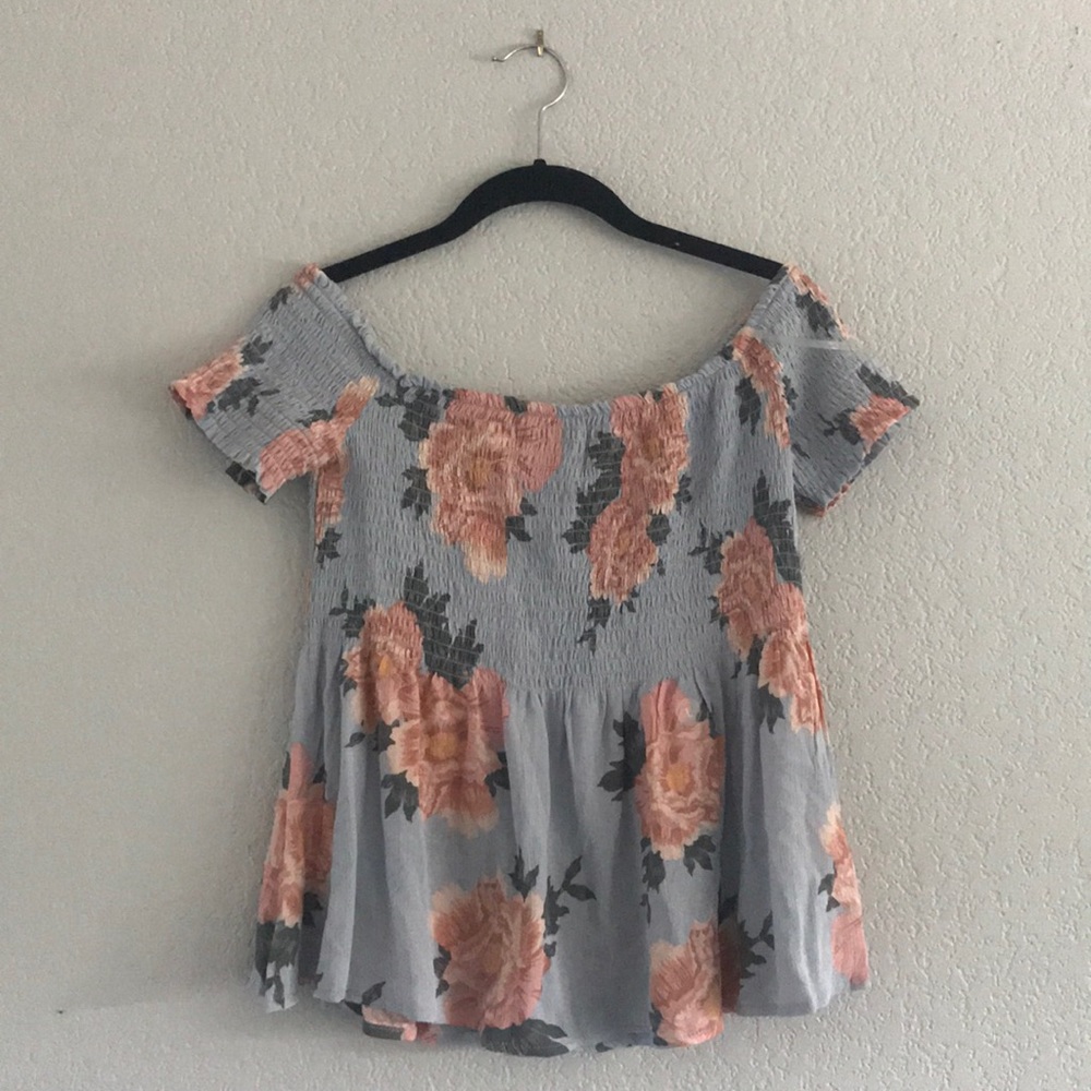 Kendall & Kylie Off-the-Shoulder Floral Top